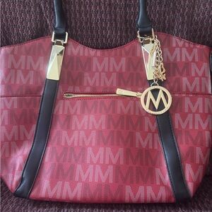 Mia K Red Tote Bag with Gold Hardware